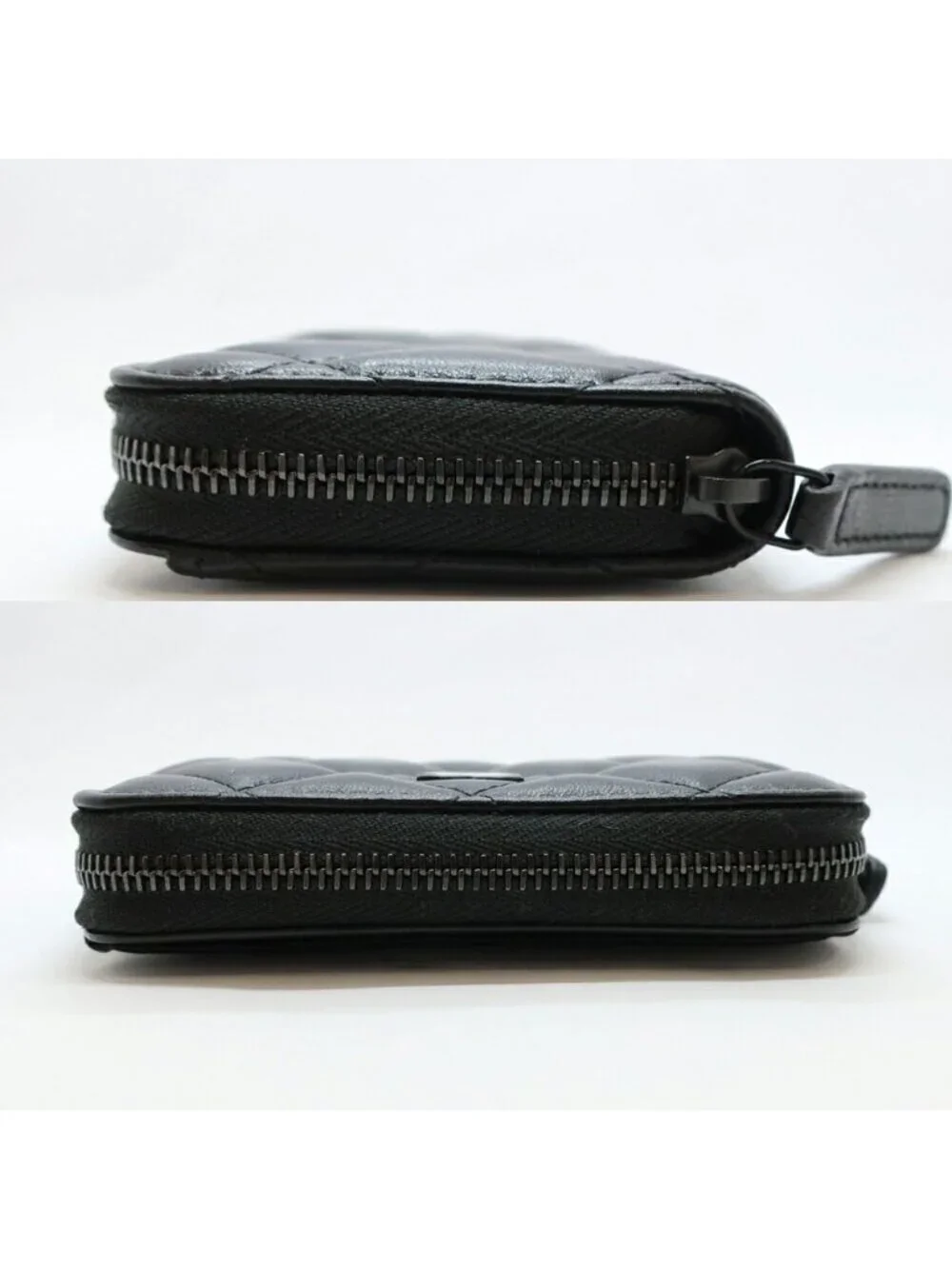 Chanel Ten Quilted Coin Case Lambskin Purse All Black